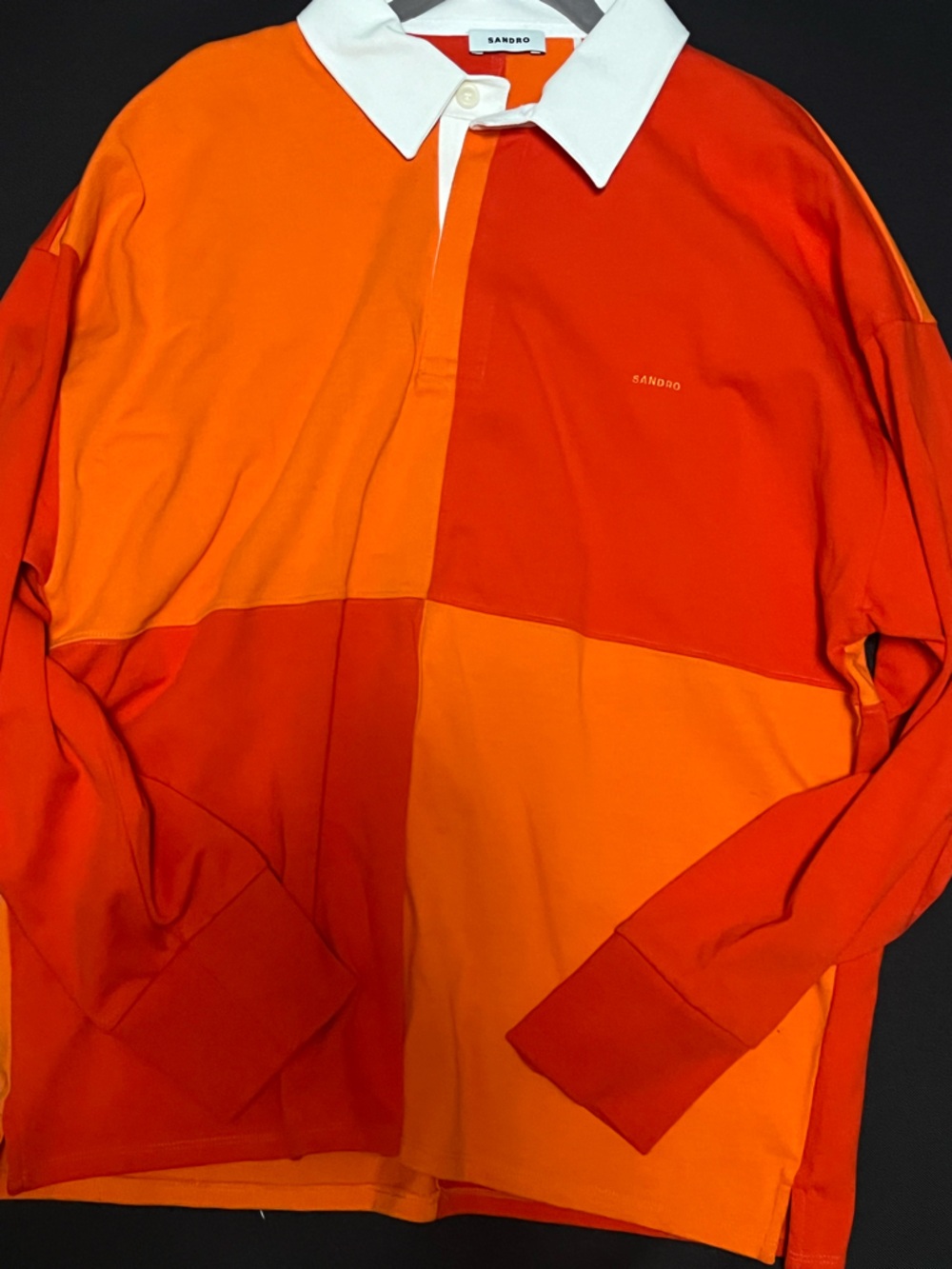 Sandro Rouge/Orange Rugby Square Sweatshirt size XXL (2XL)